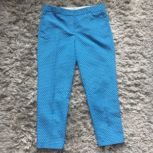 EUC JCREW Blue Polka Dot Jacquard Cafe Capri Pant